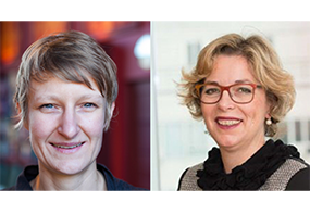 Evis Sala and Carola Schönlieb speaking at AI-ed & Imaging in the Clinic event